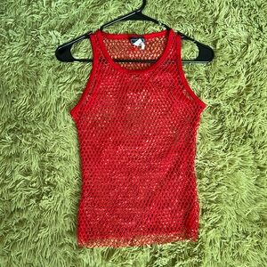 Vix Vibrant Red Mesh Tank Top
